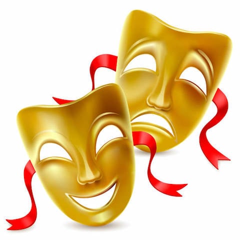 Theatrical masks. Isolated. Mesh. Clipping Masksolated. Mesh. Clipping Mask