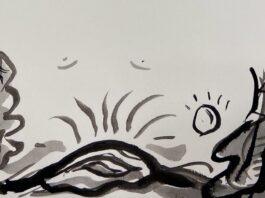 Dibujo en tinta sobre papel de Emanuel Torres
