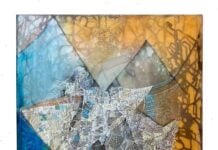 Espejo de artista-Una agradable sensación de chiringa sin rabo Improvisación sobre triángulo.2026.Medio mixto. 32"x20"